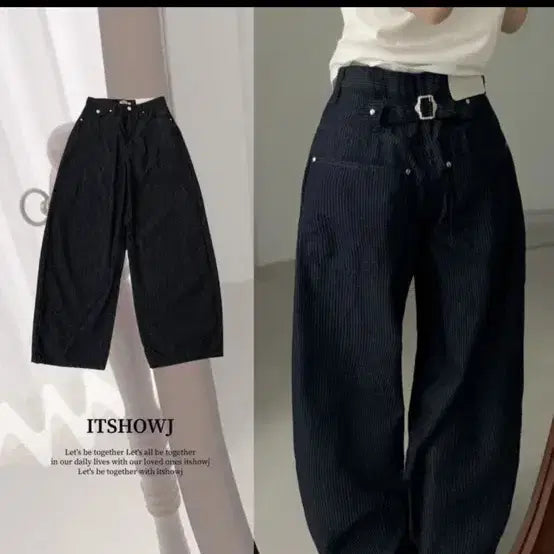 [BUNJANG] Amebly Stripe Wide Pants / 새상품)에이블리 스트라이프 와이드 팬츠
