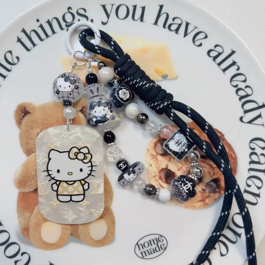 [BUNJANG] Sanrio Hello Kitty Charm and Phone Lanyard Set / 최최저가 키티 키링, 폰 고리 홀더 세트