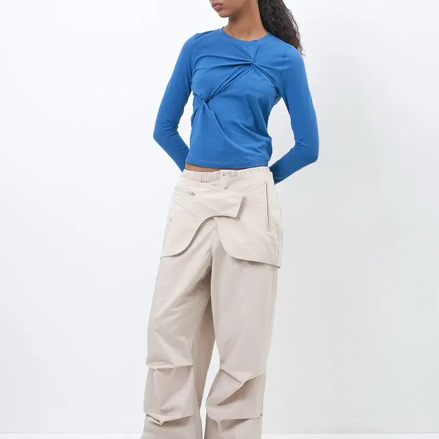 [BUNJANG] Partamento Woman 2-Way Belted Layered Parachute Pants Ecru S / 파르티멘토우먼 2WAY 벨티드 레이어드 파라슈트 팬츠 에크루 s