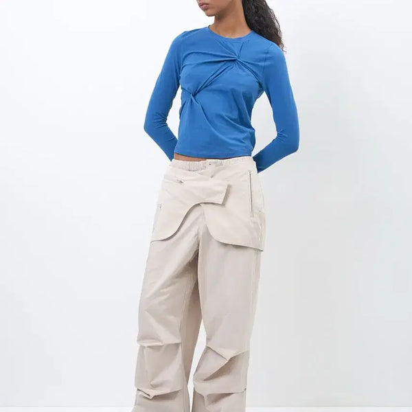 [BUNJANG] Partamento Woman 2-Way Belted Layered Parachute Pants Ecru S / 파르티멘토우먼 2WAY 벨티드 레이어드 파라슈트 팬츠 에크루 s