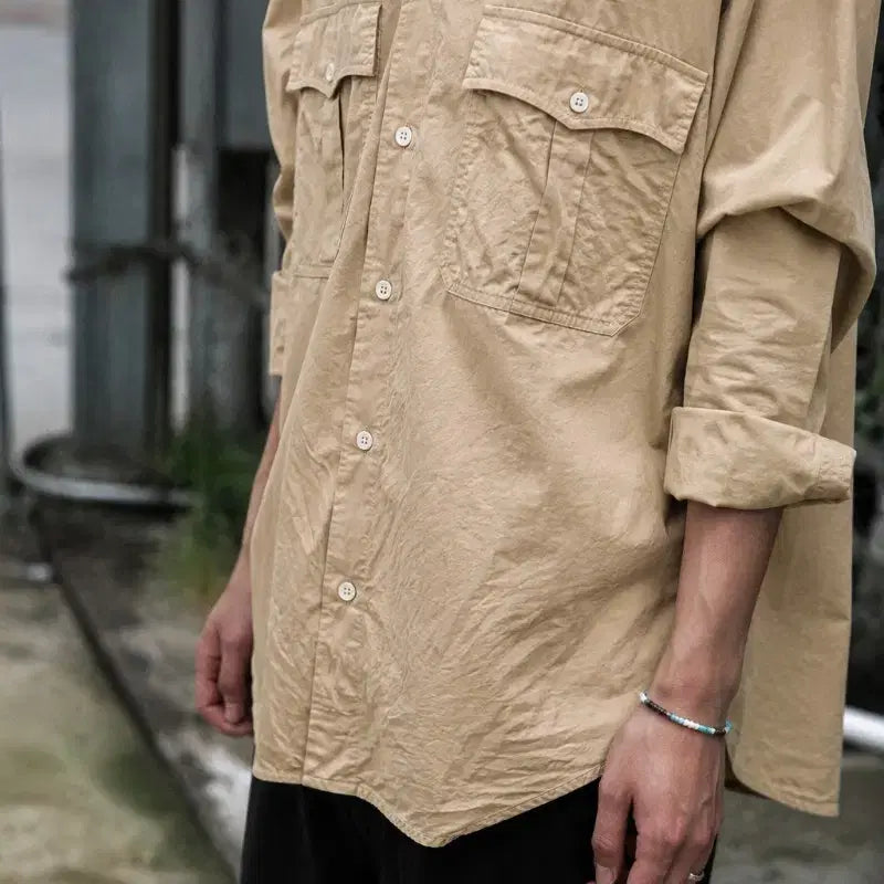 [BUNJANG] Porter Classic Cotton Roll-Up Shirt Beige M / 포터클래식 코튼 롤업 셔츠