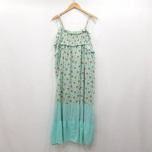 [BUNJANG] Vintage Floral Sleeveless Maxi Dress (XL-4XL) / R801 빈티지 꽃 패턴 휴양지룩 빅사이즈 슬리브리스 나시 롱 원피스 여3XL-