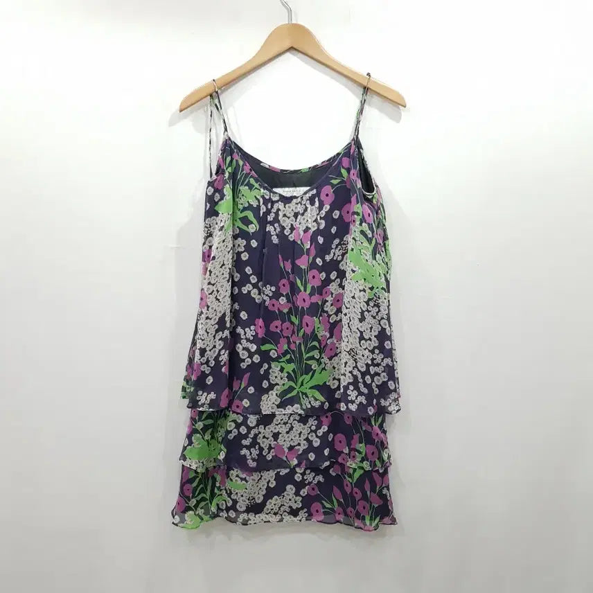 [BUNJANG] Zara Floral Pattern Silk Sleeveless Mini Dress Women's L / R805 자라 꽃 패턴 실크 휴양지룩 슬리브리스 나시 미니 원피스 여L
