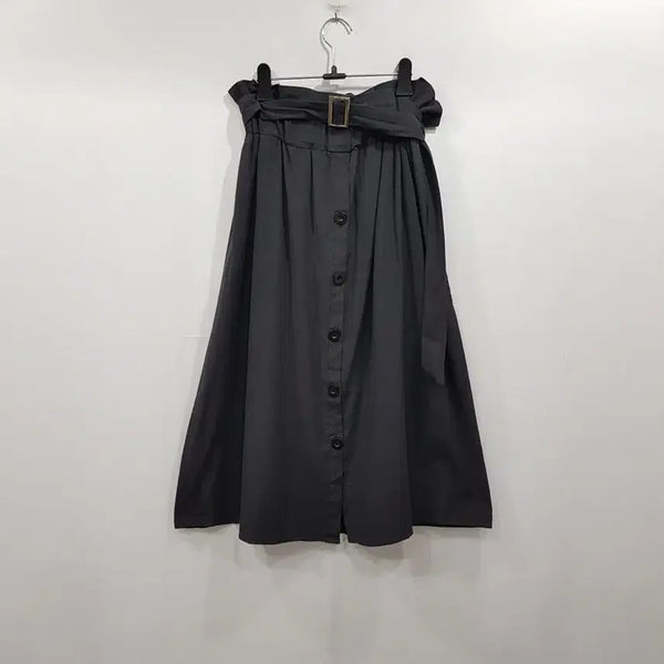 [BUNJANG] Vintage Banding High-Waist Belted Flare Long Skirt (Women's M) / R809 빈티지 밴딩 하이웨스트 벨티드 플레어 롱 스커트 여M