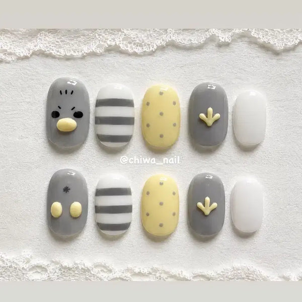 [BUNJANG] Custom Hello Jadoo Kkko Dot Handmade Nail Tips / 주문제작 안녕자두야 꼬꼬 도트 수제네일팁