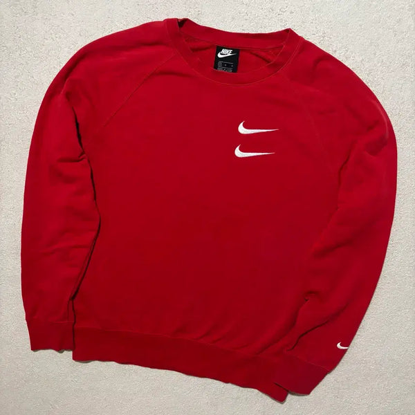 [BUNJANG] Nike Double Swoosh Sweatshirt Red M / 나이키 더블 스우시 레드 맨투맨