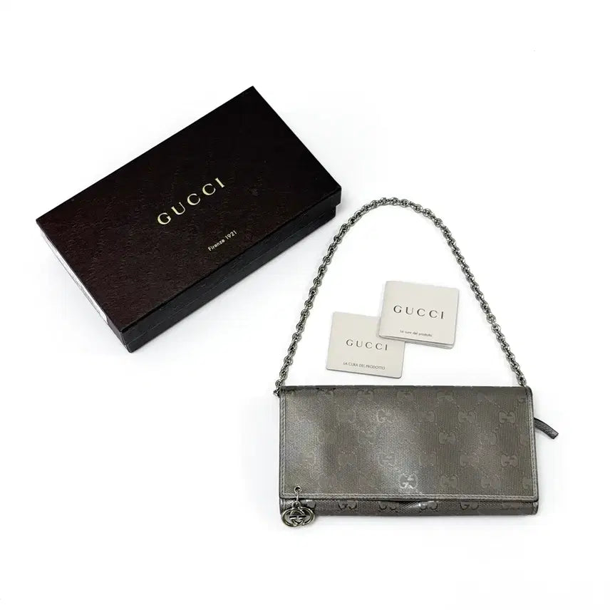 [BUNJANG] Gucci Imprimé GG Coated Canvas Chain Wallet Clutch Shoulder Bag / 구찌 임프리메 GG 코티드 캔버스 체인 월렛 클러치 숄더백