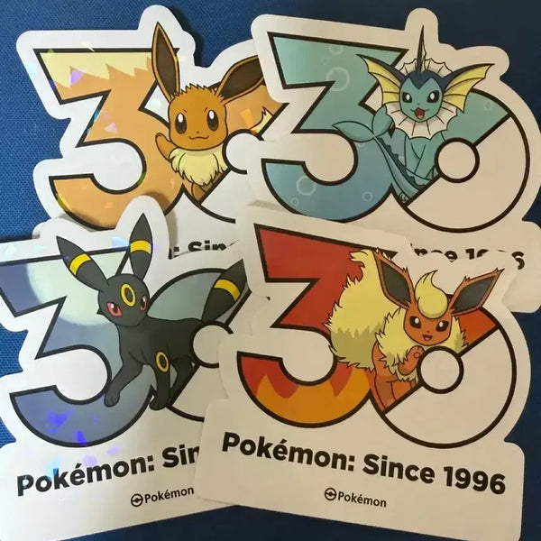 [BUNJANG] Pokemon 30th Anniversary Sticker Bundle - Eevee, Vaporeon, Flareon, Umbreon / 포켓몬스터 30주년 스티커 - 이브이, 샤미드, 부스터, 블래키 일괄