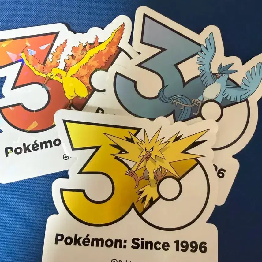 [BUNJANG] Pokemon 30th Anniversary Stickers - Fire, Freezer, Thunder / 포켓몬스터 30주년 스티커 - 파이어, 프리저, 썬더