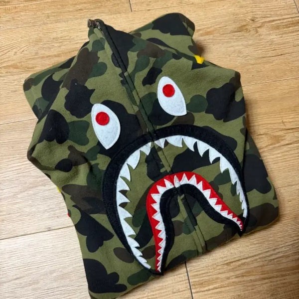 [BUNJANG] BAPE Camo Shark Hoodie Zip-up 2XL / 베이프그린녹계샤크후드집업 ponr 2xl