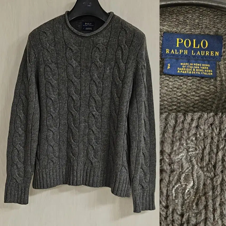 [BUNJANG] Polo Ralph Lauren Cable Knit Sweater Grey (S-L) / 폴로 랄프로렌(S~L) 케이블 니트 그레이