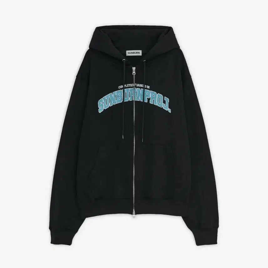[BUNJANG] SUNBURN BASIC LOGO Hoodie Zip-up Black / 썬번프로젝트 SUNBURN BASIC LOGO 후드집업