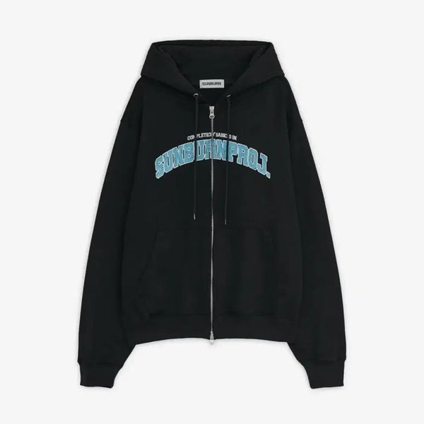 [BUNJANG] SUNBURN BASIC LOGO Hoodie Zip-up Black / 썬번프로젝트 SUNBURN BASIC LOGO 후드집업