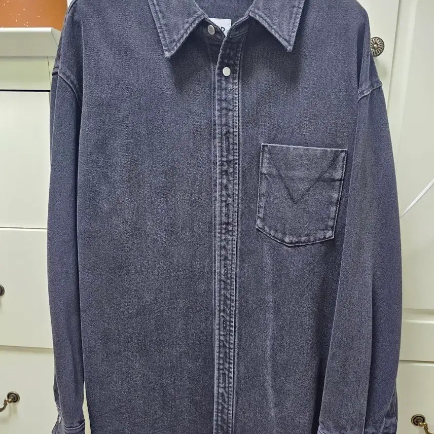 [BUNJANG] Solid Homme Black Denim Shirt Size 52 / 솔리드옴므 데님 셔츠 블랙 52