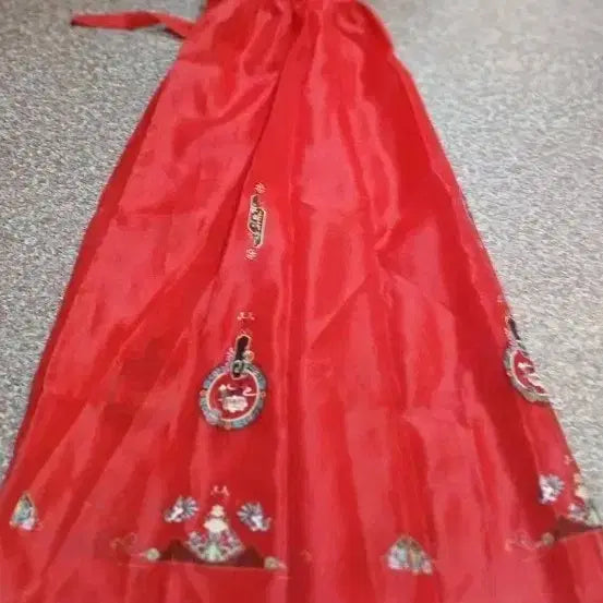 [BUNJANG] Red Hanbok Skirt / 한복 치마 빨강