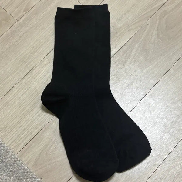 [BUNJANG] Black Plain Long Socks / 검정 무지 롱 양말 (새 상품, 당일발송)