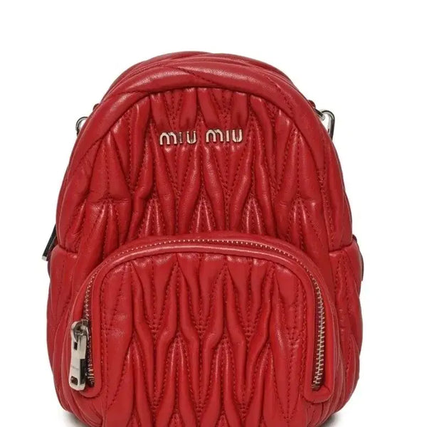 [BUNJANG] Miu Miu Matelassé Quilted Leather Mini Chain Backpack Red / 미우미우 마테라세 백팩 레드