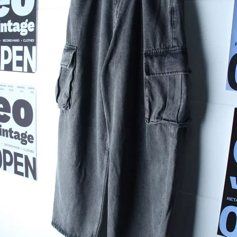[BUNJANG] Urban Dress Black Denim Cargo Pants / (S-L) 어반드레스 청바지 데님 카고 흑청 올드스쿨-P10622