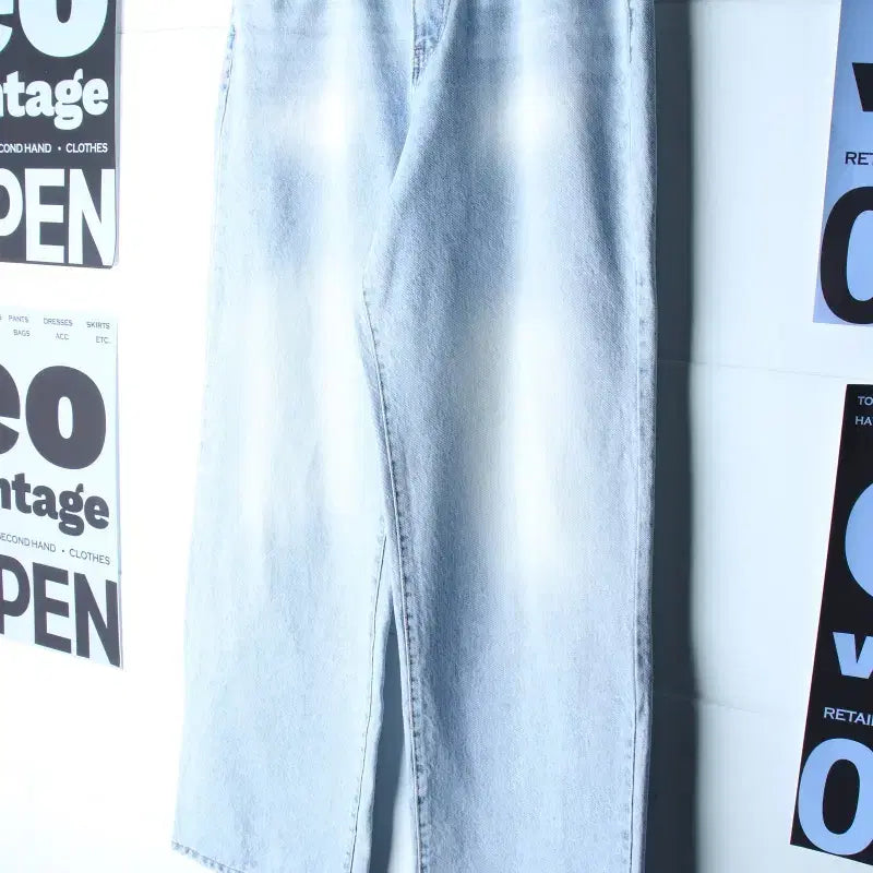 [BUNJANG] Amekaji Light Wash Wide Fit Denim Jeans / (M-L) 와르 청바지 데님 와이드핏 연청 아메카지-P10625