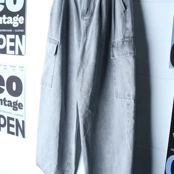 [BUNJANG] Brand Vintage Denim Cargo Pants Wide Fit Washed / (S-M) 브랜드빈티지 청바지 데님 와이드핏 카고 워싱-P10629