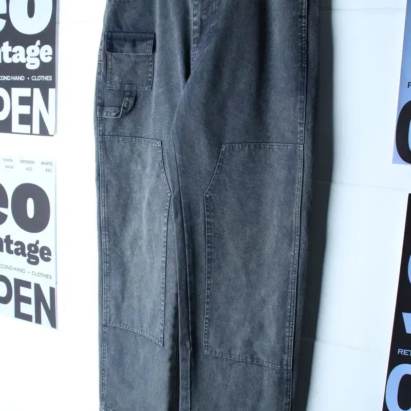 [BUNJANG] Partimento Denim Double Knee Wide Fit Washed Jeans (L-2XL) / (L-2XL) 파르티멘토 청바지 데님 와이드핏 더블니 워싱-P10631