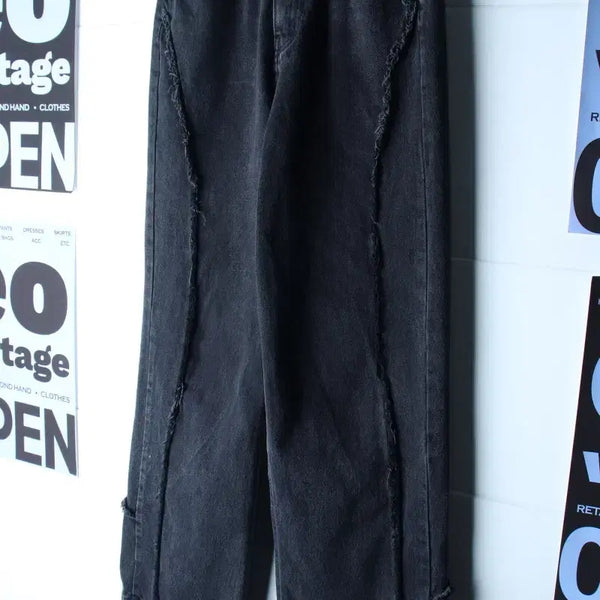 [BUNJANG] W(M-L) Brand Vintage Denim Jeans Wide Fit Cut-off Black Denim / W(M-L) 브랜드빈티지 청바지 데님 와이드핏 컷오프 흑청-P10637