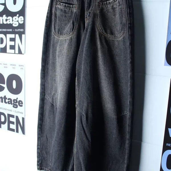 [BUNJANG] Trillion Denim Wide Fit Black Washed Street Jeans / (M) 트릴리온 청바지 데님 와이드핏 흑청 워싱 스트릿-P10638