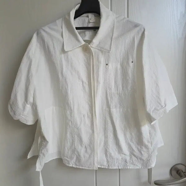 [BUNJANG] KUHO Linen Short-Sleeve Jacket White / 구호 린넨 반팔 자켓 화이트
