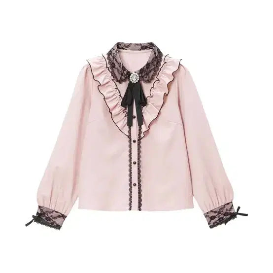 [BUNJANG] Layered Ribbon Blouse - Pink / 판매) 디어마이러브 레이어드 리본 블라우스 핑크 양산형 지뢰계 멘헤라