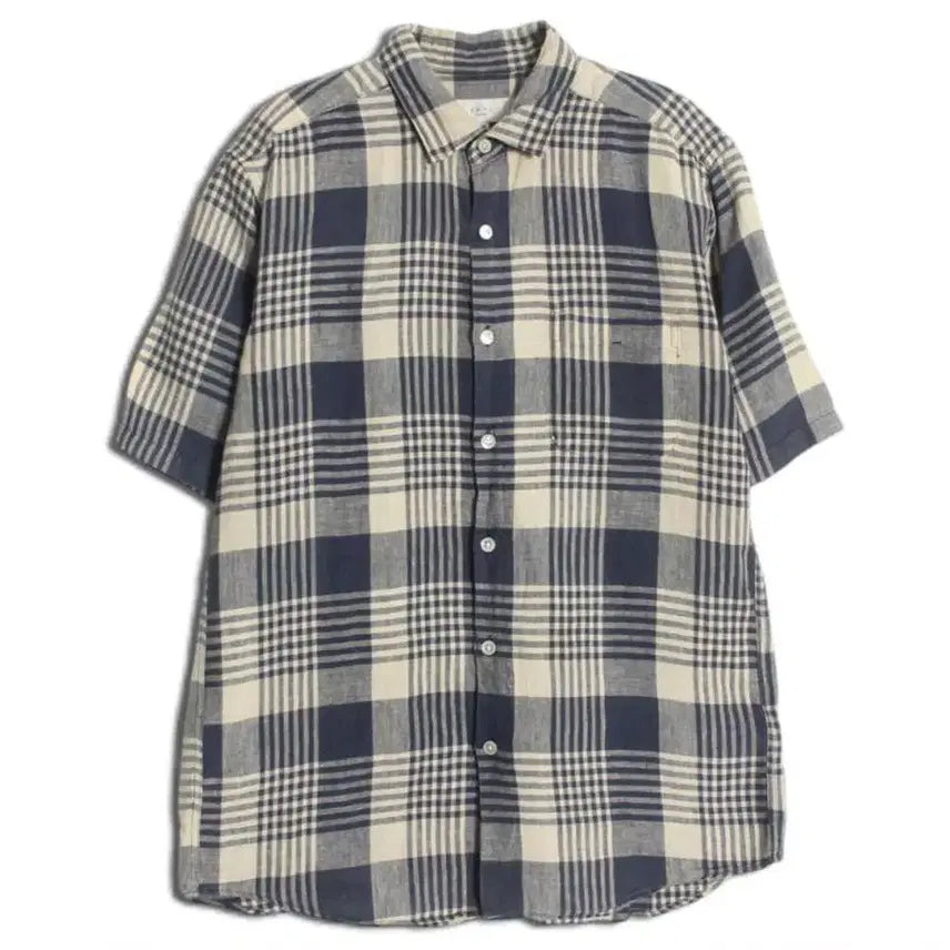 [BUNJANG] BEAMS Check Linen Short Sleeve Shirt / 빔즈 체크 반팔셔츠