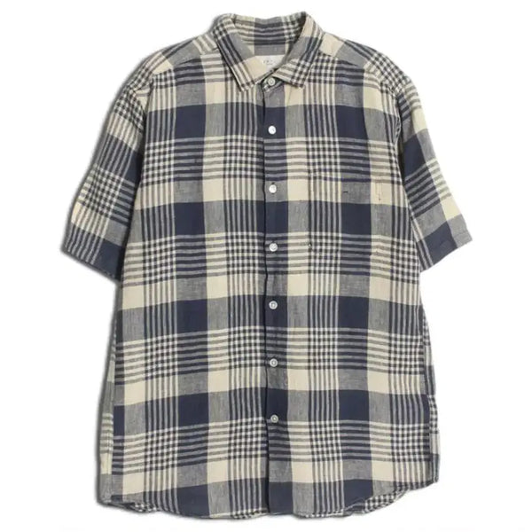 [BUNJANG] BEAMS Check Linen Short Sleeve Shirt / 빔즈 체크 반팔셔츠
