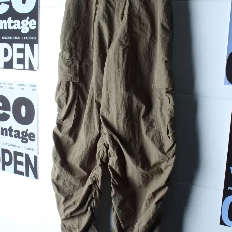 [BUNJANG] XTONZ Cargo Training Pants Khaki / (S-M) 엑스톤즈 트레이닝복 바지 카고 셔링 밴딩 카키-P10670