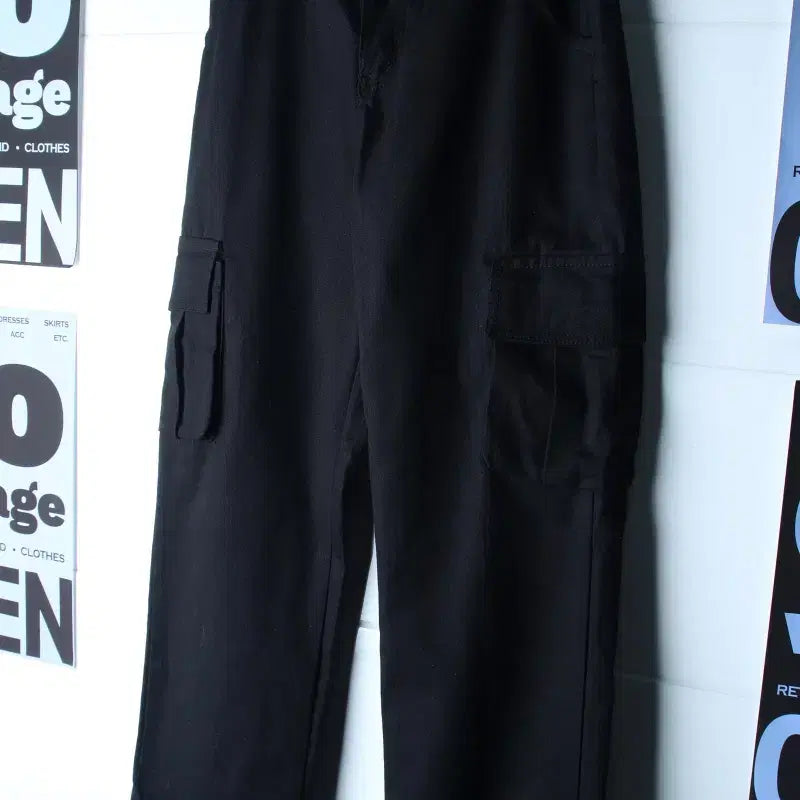 [BUNJANG] Jemut Cargo Banding Pants Black / (M-L) 제멋 면바지 팬츠 카고 밴딩 블랙 아메카지-P10685