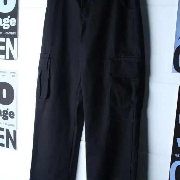 [BUNJANG] Jemut Cargo Banding Pants Black / (M-L) 제멋 면바지 팬츠 카고 밴딩 블랙 아메카지-P10685