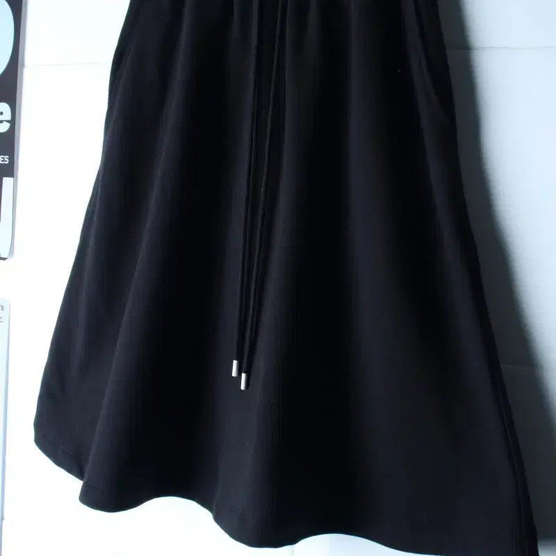 [BUNJANG] S-M A-Line Mini Skirt with Elastic Waistband (Black, Fleece) / W(S-M) 럭키마르쉐 스커트 치마 A라인 밴딩 블랙 기모-P10689