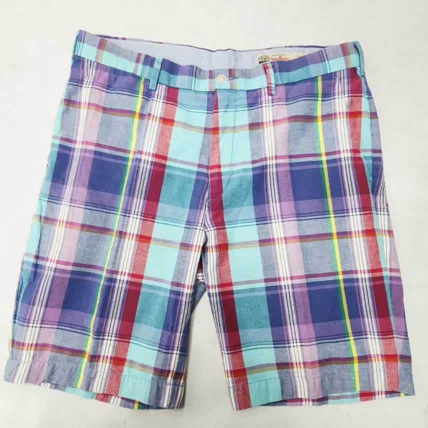 [BUNJANG] Polo Ralph Lauren Men's Madras Plaid Half Pants Size 33 / 폴로랄프로렌 체크 반바지 33 남자 만드라스 하프팬츠 33