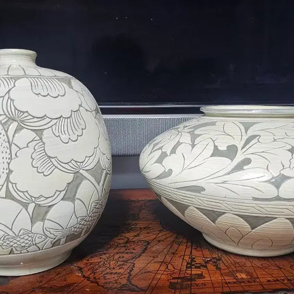 [BUNJANG] Cheongdam Hanchangmun Ceramic Vases (Set of 2) / 청담 한창문