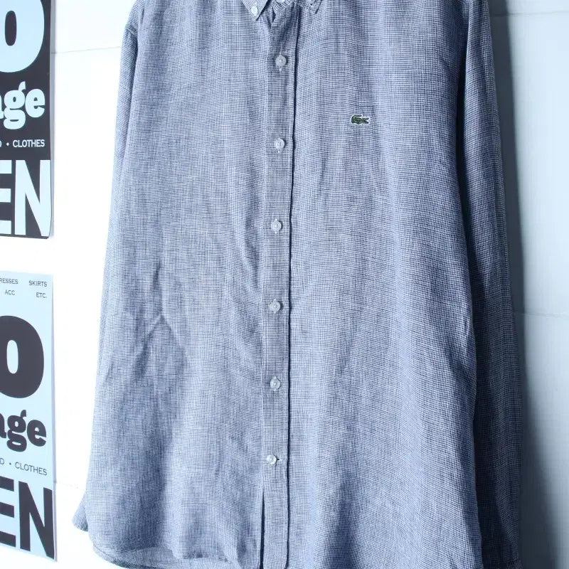 [BUNJANG] Lacoste Linen Blend Pattern Shirt XL-2XL / (XL-2XL) 라코스테 셔츠 남방 빅사이즈 린넨 마 패턴-H36201