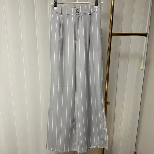 [BUNJANG] Striped Pin-tuck Wide Slacks / 스트라이프 핀턱 와이드 슬랙스