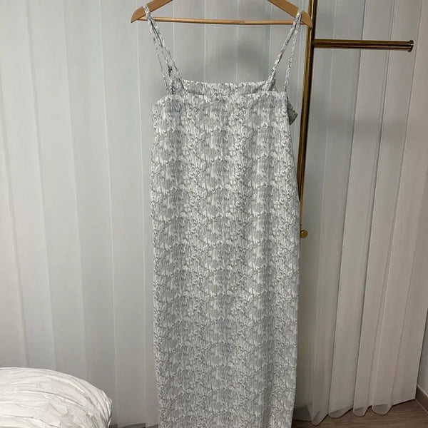 [BUNJANG] Adjustable Strap Side Slit Maxi Dress / 끈 나시 원피스