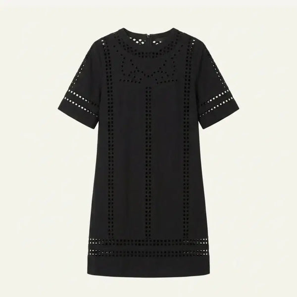 [BUNJANG] SJ.SJ Eyelet Punch Cotton Mini Dress Black / 한섬sjsj 아일렛 펀칭 면 미니 원피스 블랙