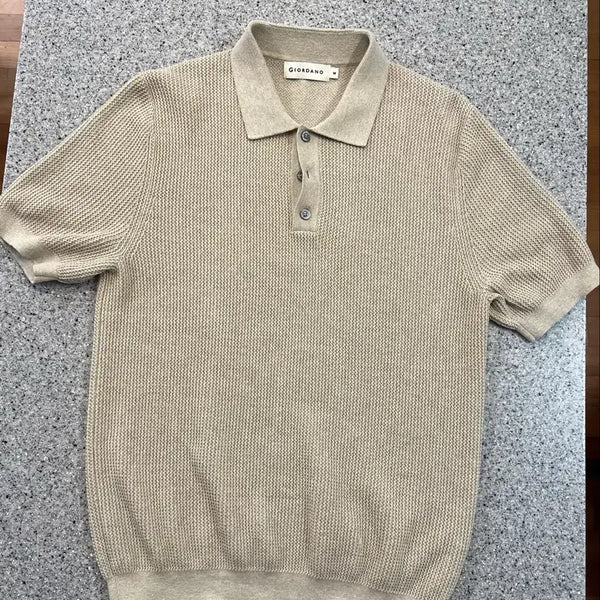 [BUNJANG] Giordano Collar Knit Short Sleeve T-shirt M / 지오다노 반팔 카라니트 M