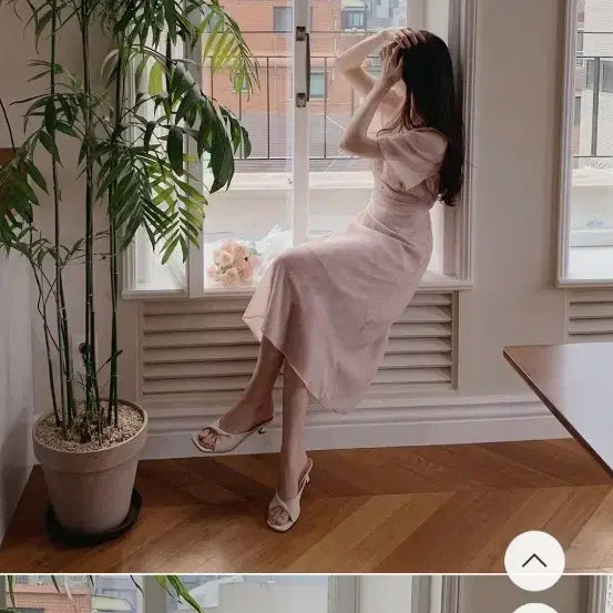 [BUNJANG] Fromdayone Floral Shirring Long Dress Pink S / (미시착) 프롬데이원 수수 잔꽃 셔링 롱 원피스 핑크 S