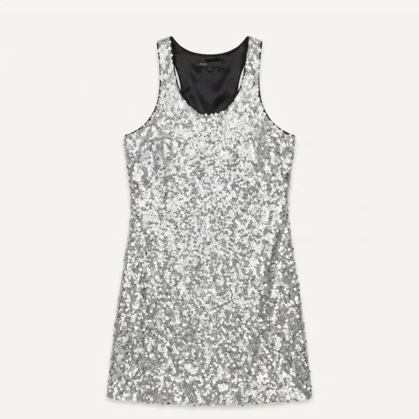 [BUNJANG] Maje Silver Sequin Sleeveless Mini Dress / maje 마쥬 실버 스팽글 민소매 미니 원피스