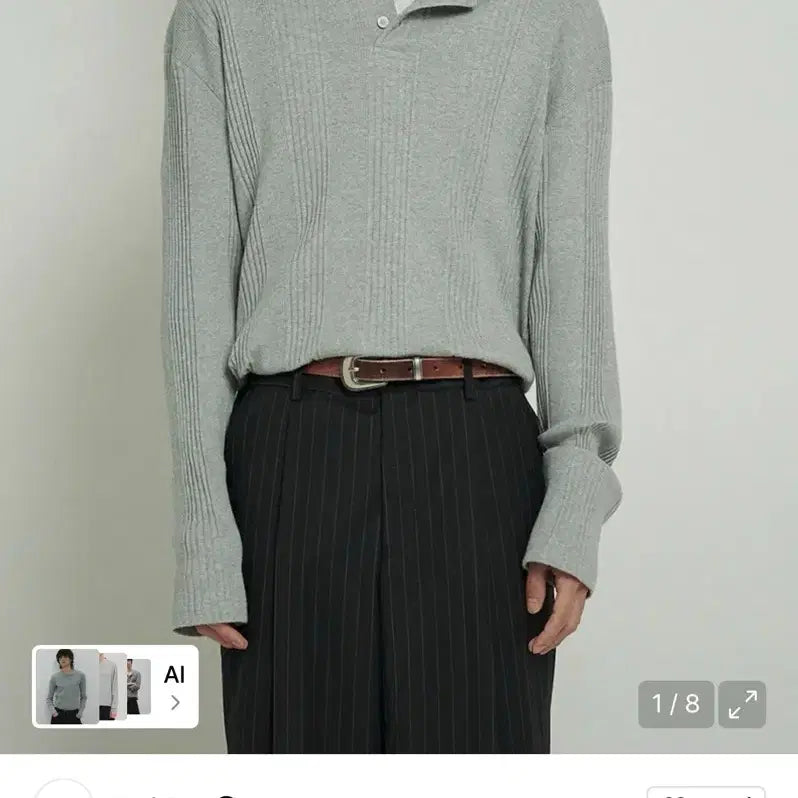 [BUNJANG] JOUO HOMME Henley Neck Long Sleeve T-Shirt Melange Grey L Size / 주앙옴므 헨리넥 롱 슬리브 티셔츠 멜란지 그레이 L사이즈 판매