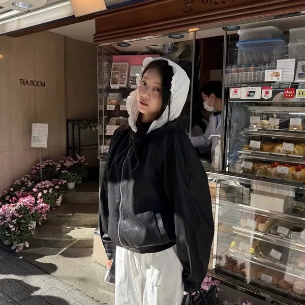 [BUNJANG] YUYUNI Non-Collar Shirring Leather Blouson / 유이니 논카라 셔링 레더 블루종