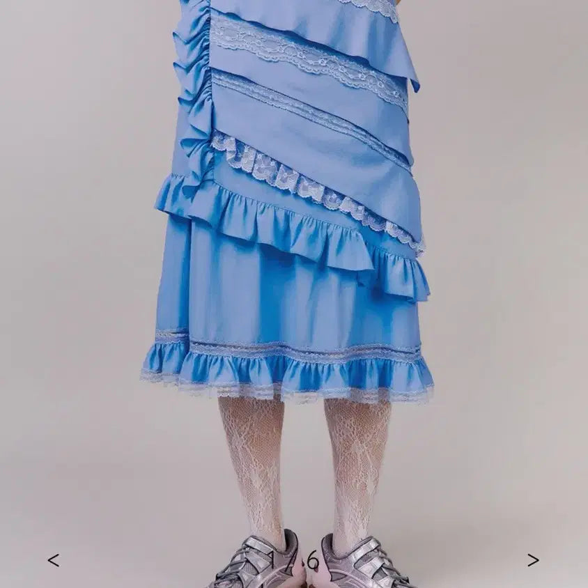 [BUNJANG] Jollyraid Bella Lace Skirt Blue / 졸리레이드 벨라 레이스 스커트 블루