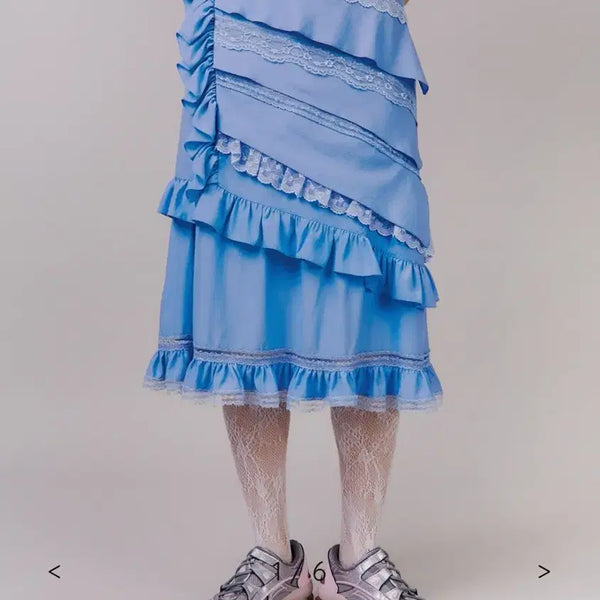 [BUNJANG] Jollyraid Bella Lace Skirt Blue / 졸리레이드 벨라 레이스 스커트 블루