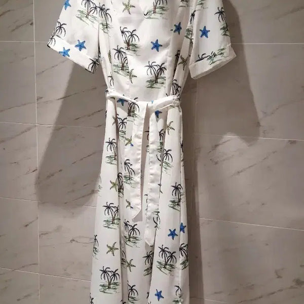 [BUNJANG] Palm Tree Pattern Long Dress / 야자수 패턴 원피스