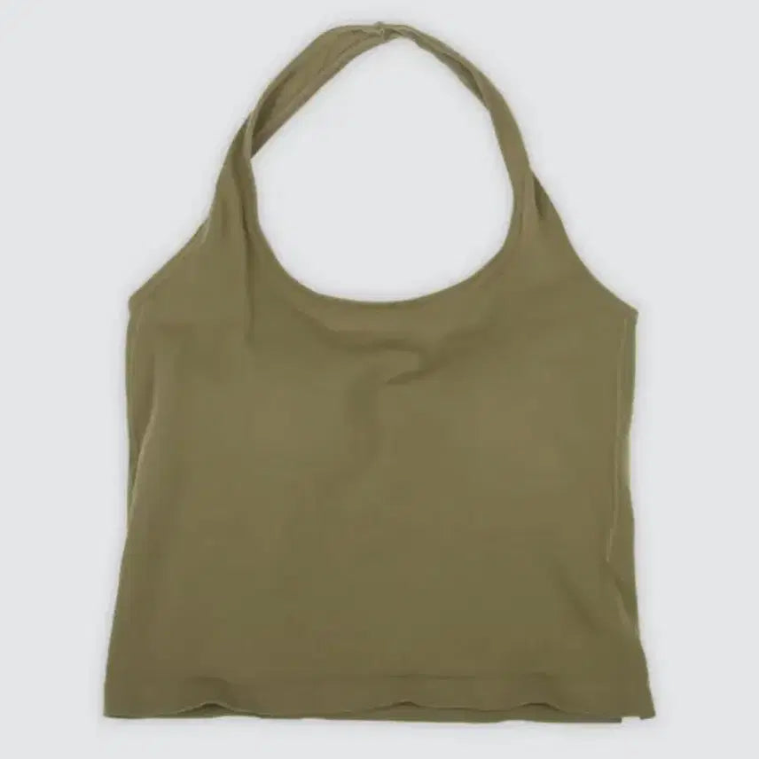 [BUNJANG] Built-in Bra Halter Neck Tank Top - Khaki / 캡내장 홀터넥 나시 카키색상